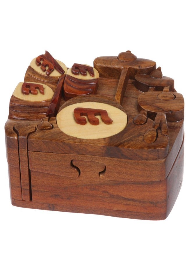 Beltiscool Handcrafted Wooden Musical Instrument Shape Secret Jewelry Puzzle Box - Drum Band - Image 2